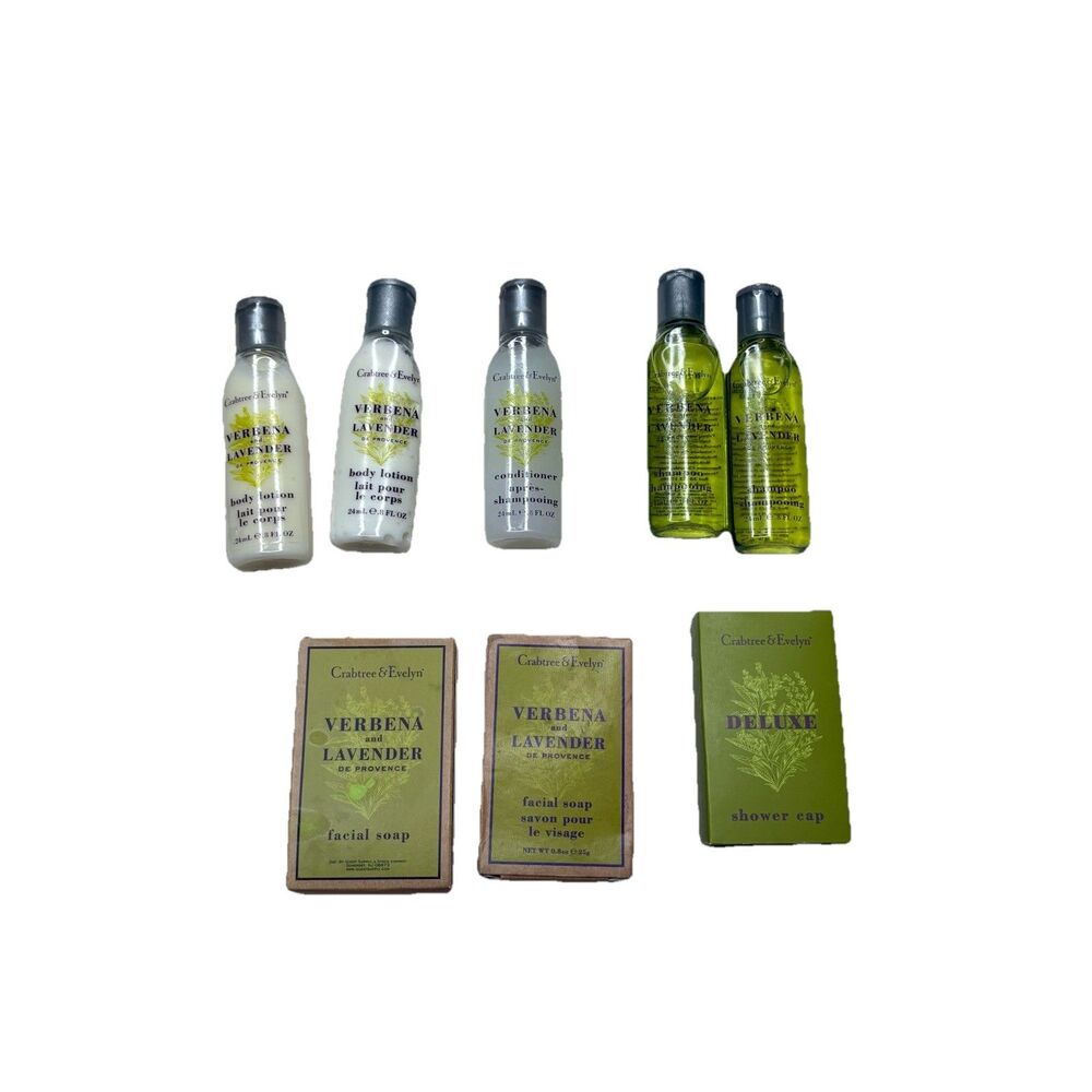 Crabtree Evelyn Soap Verbena Lavender Shampoo, Conditioner, Soap Lotion Travel